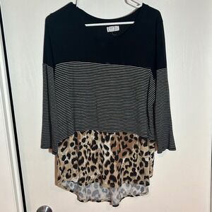 24/7‎ MAURICES Black Striped Leopard Print Women's Size 0